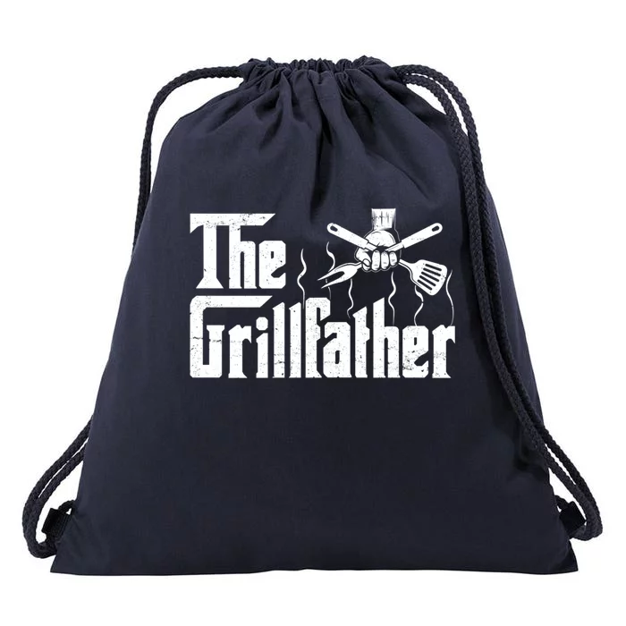 The Grillfather Funny Retro Barbecue Lover Bbq And Grilling Gift Drawstring Bag