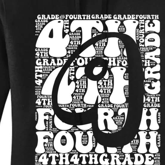 Typography Groovy Fourth Grade Teacher Back To School Women's Pullover Hoodie