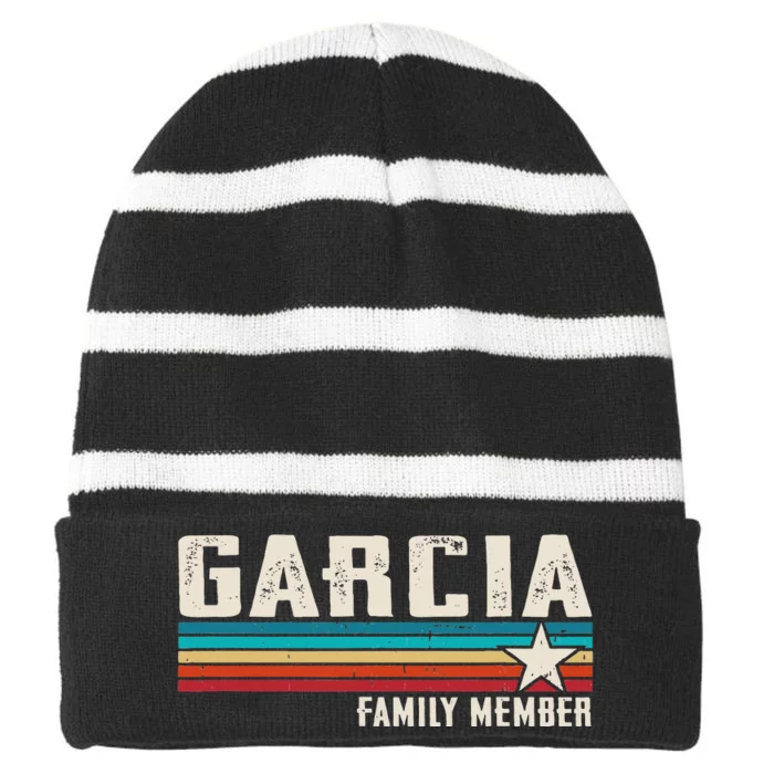 Team Garcia Family Member Striped Beanie with Solid Band