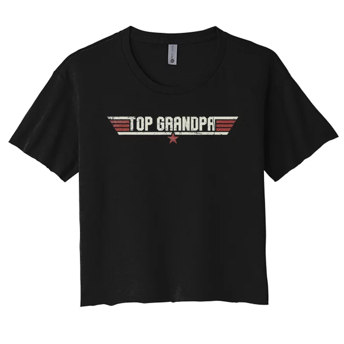 Top Grandpa Funny Vintage 80s 80s Grandfather Fathers Day Women's Crop Top Tee