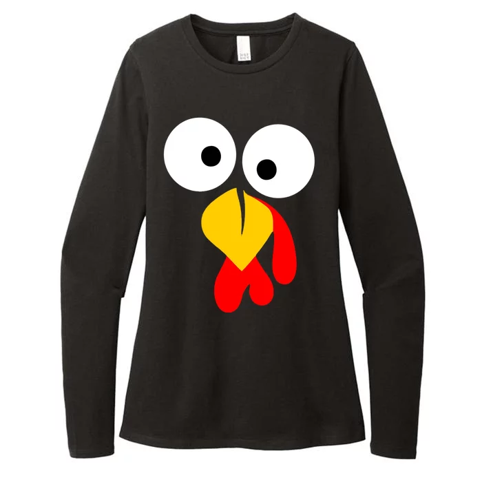 Turkey Gobble Face Costume Womens CVC Long Sleeve Shirt