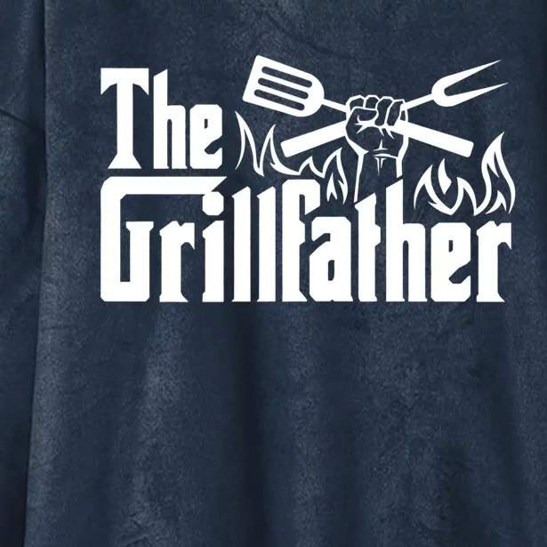 The Grillfather Funny Cool Bbq Grill Chef Gift Hooded Wearable Blanket