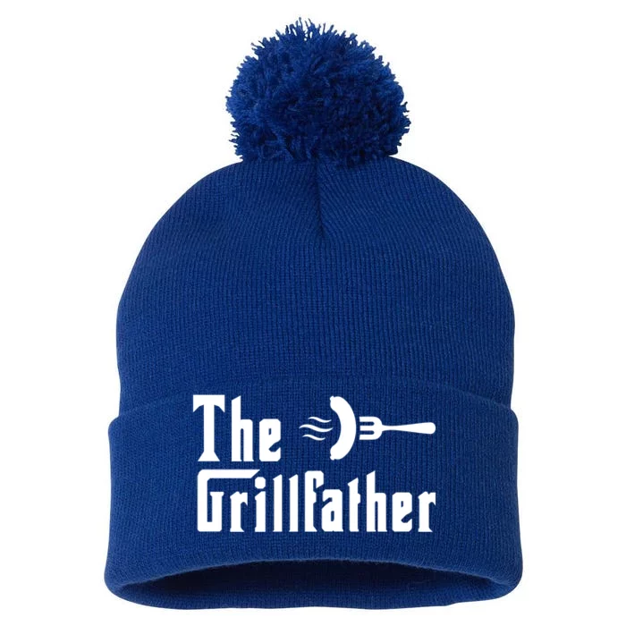 The Grillfather Funny Dad Grandpa Barbecue Grilling Gift Pom Pom 12in Knit Beanie