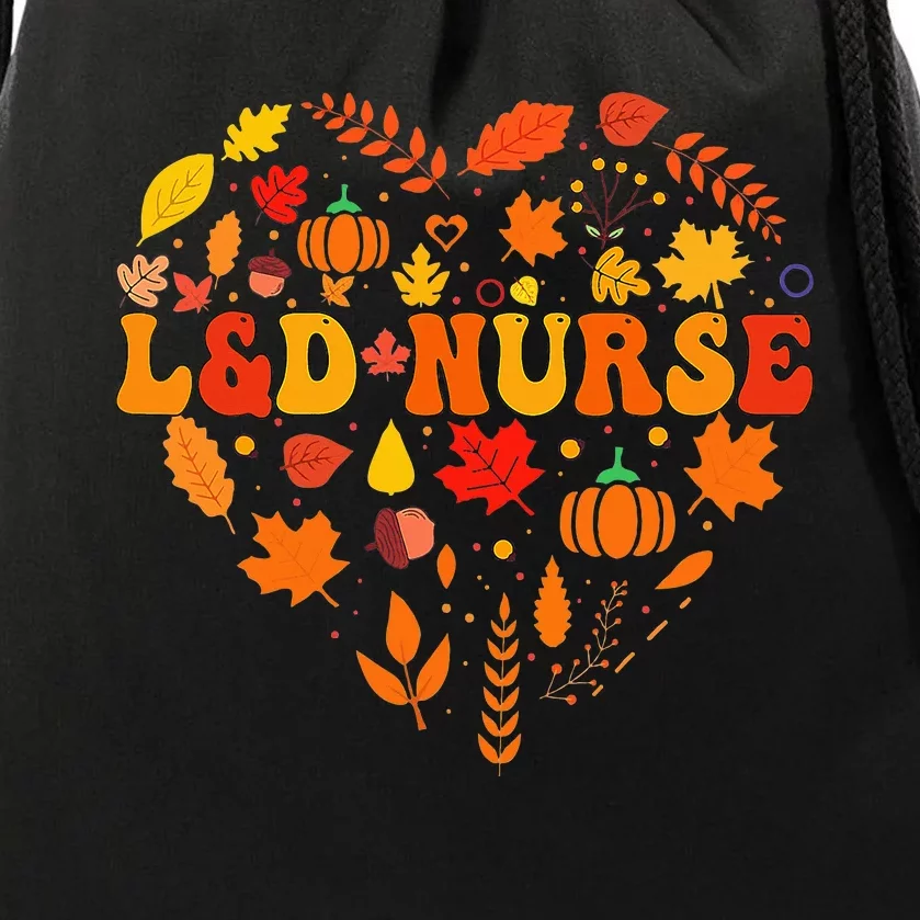 Thanksgiving Groovy Fall Labor & Delivery Nurse Drawstring Bag