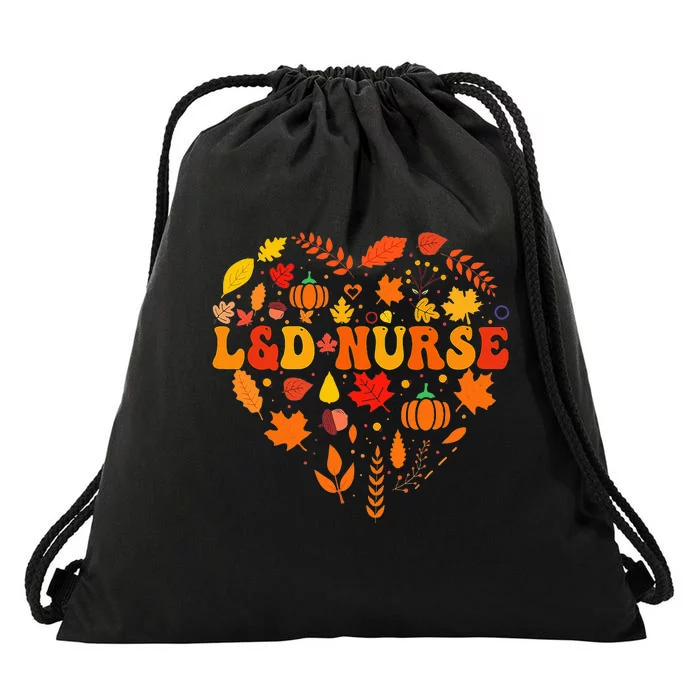 Thanksgiving Groovy Fall Labor & Delivery Nurse Drawstring Bag