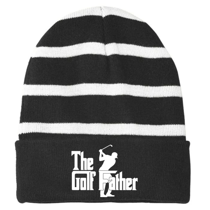 The Golf Father Golf Dad Fathers Day Striped Beanie with Solid Band