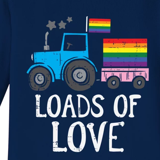 Tractor Gay Flag Loads Of Love Cute Rainbow Pride Lgbt Truck Gift Baby Long Sleeve Bodysuit