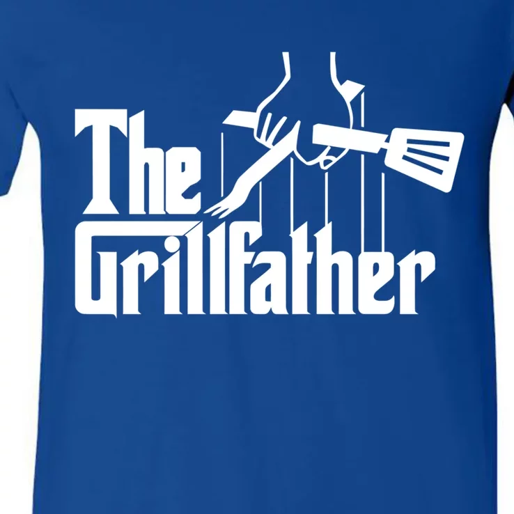 The Grillfather Funny Fathers Day Gift Grandfather Gift V-Neck T-Shirt