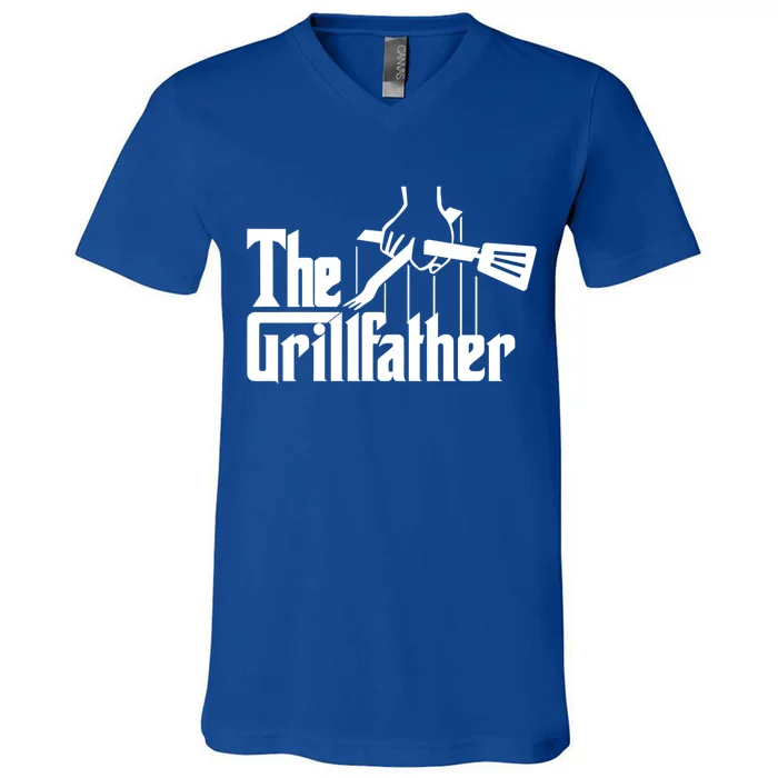 The Grillfather Funny Fathers Day Gift Grandfather Gift V-Neck T-Shirt