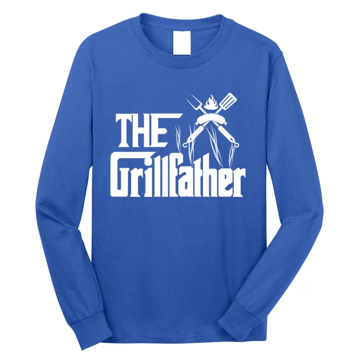 The Grillfather Funny Pun Bbq Grill And Smoker Barbecue Chef Gift Long Sleeve Shirt