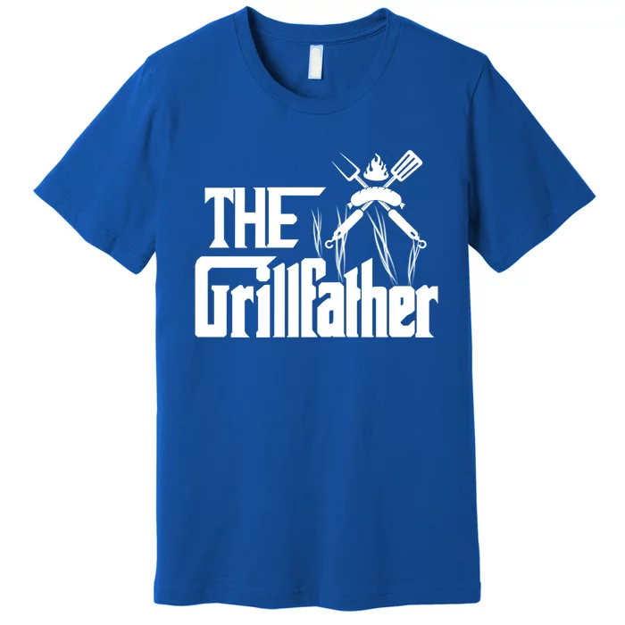 The Grillfather Funny Pun Bbq Grill And Smoker Barbecue Chef Gift Premium T-Shirt