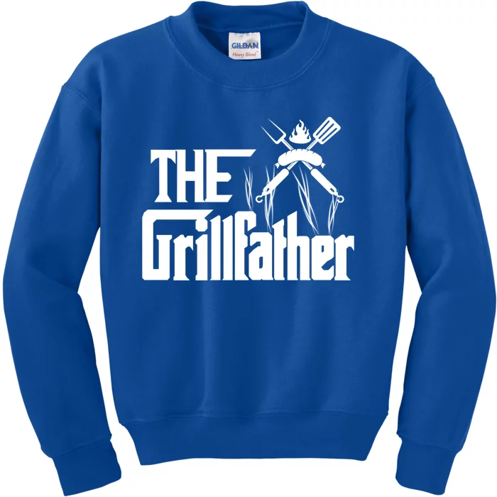 The Grillfather Funny Pun Bbq Grill And Smoker Barbecue Chef Gift Kids Sweatshirt