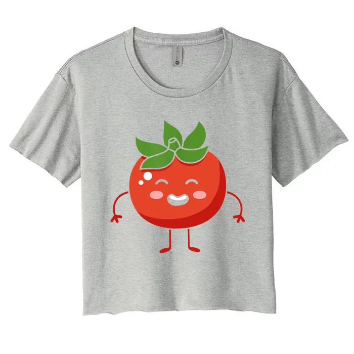 Tomato Gift Fruit Gift Tomato Lovers Fruit Gift Funny Themed Outfit Gift Women's Crop Top Tee