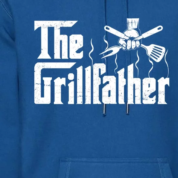 The Grillfather Funny Retro Barbecue Lover Bbq And Grilling Cute Gift Premium Hoodie