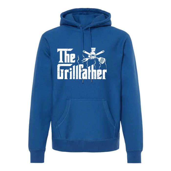 The Grillfather Funny Retro Barbecue Lover Bbq And Grilling Cute Gift Premium Hoodie