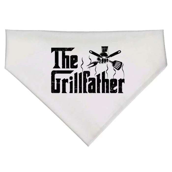 The Grillfather Funny Retro Barbecue Lover Bbq And Grilling Cute Gift USA-Made Doggie Bandana