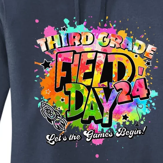 Third Grade Field Day 2024 Let The Games Begin Teachers Women's Pullover Hoodie