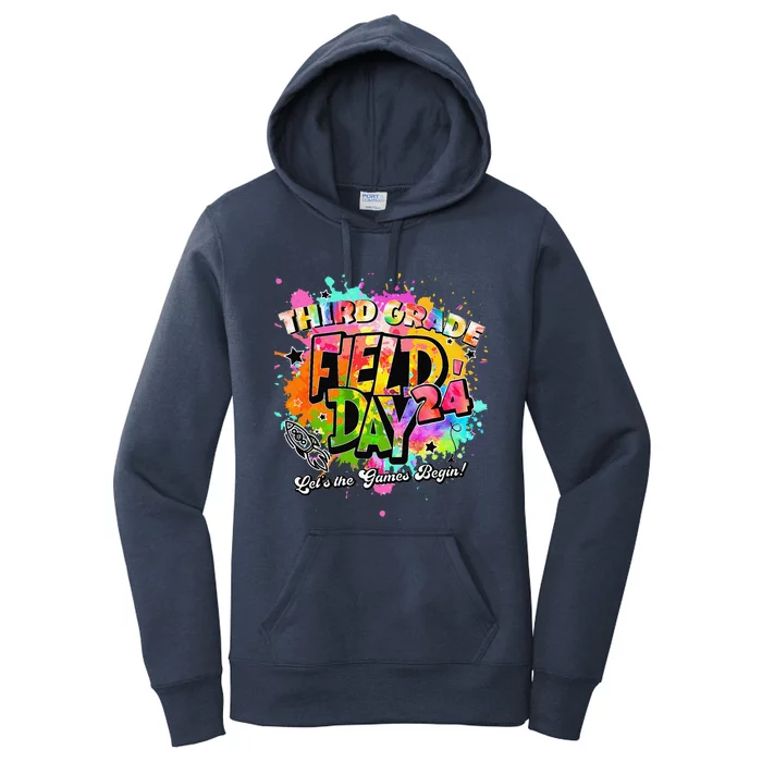 Third Grade Field Day 2024 Let The Games Begin Teachers Women's Pullover Hoodie