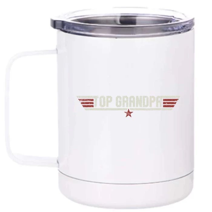 Top Grandpa Funny Vintage 80s 80s Grandfather Fathers Day Front & Back 12oz Stainless Steel Tumbler Cup