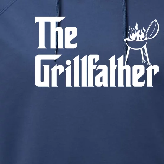 The Grillfather Funny Gift Grill Fan Gift Performance Fleece Hoodie