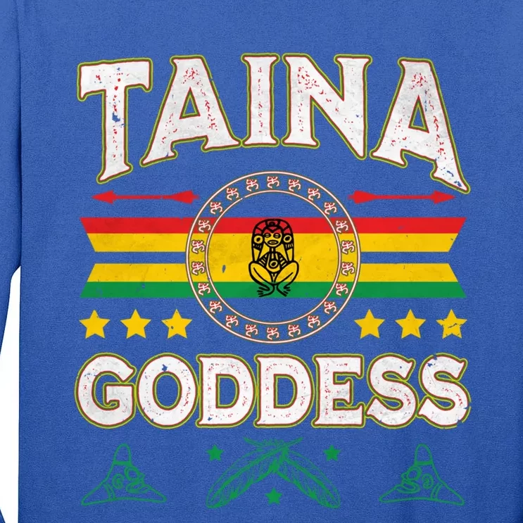 Taina Goddess Flag Atabey Puerto Rico Boriken Boricua Taino Gift Tall Long Sleeve T-Shirt