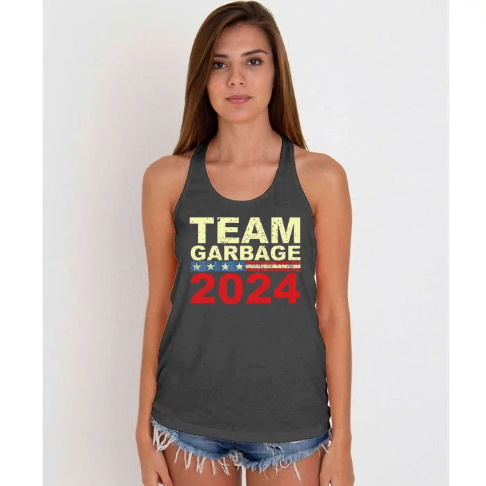 Team Garbage For Trump 2024 Elections 2024 Vote For Trump Women's Knotted Racerback Tank