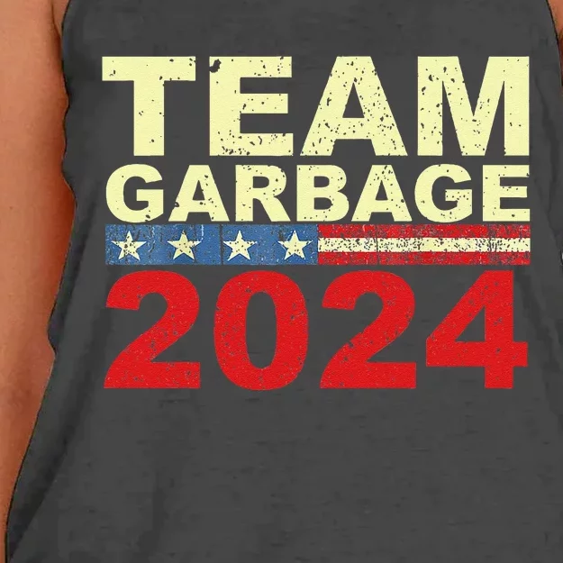 Team Garbage For Trump 2024 Elections 2024 Vote For Trump Women's Knotted Racerback Tank