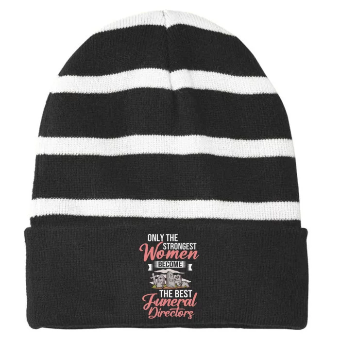 Tombstone Grave Funny Cemetery Funeral Director Mortician Striped Beanie with Solid Band