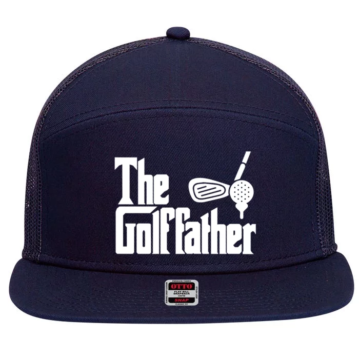 The Golffather Golf Father Funny Gift 7 Panel Mesh Trucker Snapback Hat