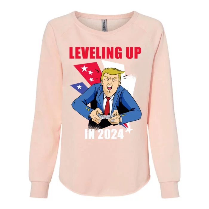 Trump Gamer Great America Leveling Presidency Up Again 2024 Gift Womens California Wash Sweatshirt