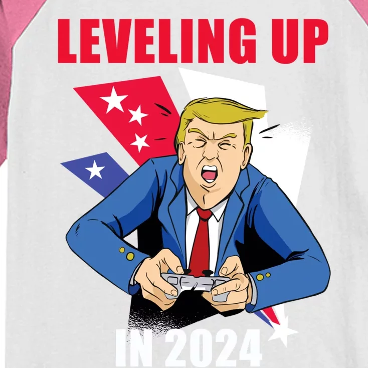 Trump Gamer Great America Leveling Presidency Up Again 2024 Gift Kids Colorblock Raglan Jersey