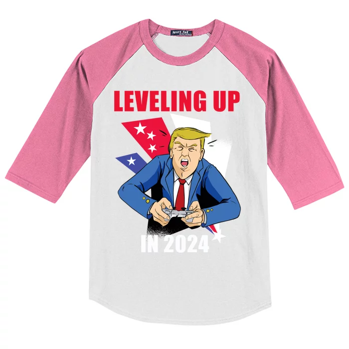 Trump Gamer Great America Leveling Presidency Up Again 2024 Gift Kids Colorblock Raglan Jersey