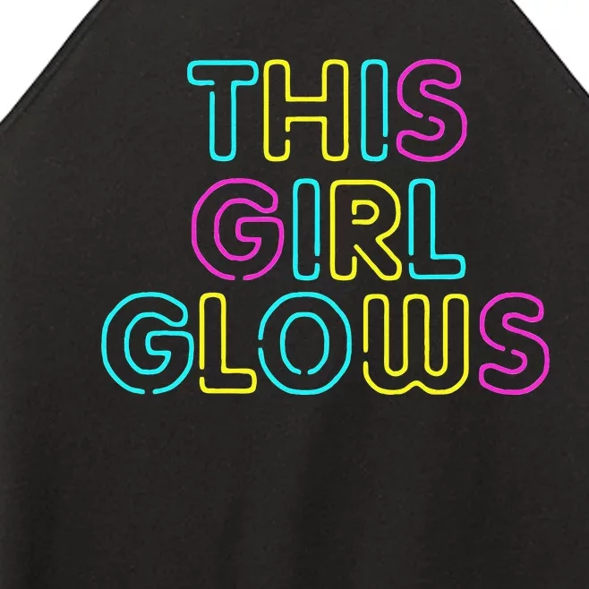 This Girl Glows Rave Party Glow Girl Retro 80s Party Women’s Perfect Tri Rocker Tank