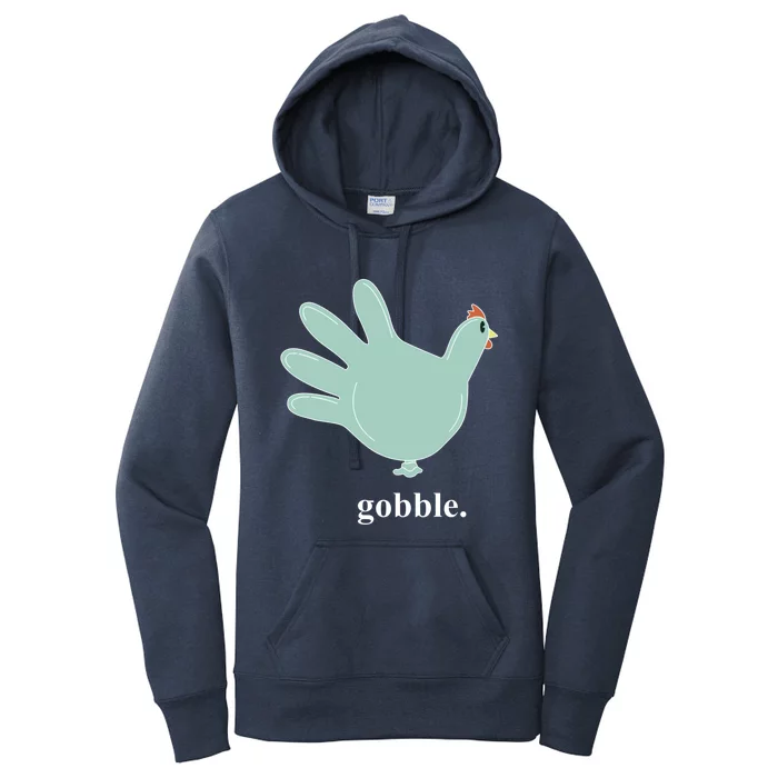 Turkey Glove Gobble Thanksgiving Thankful Nurse Gift Women's Pullover Hoodie