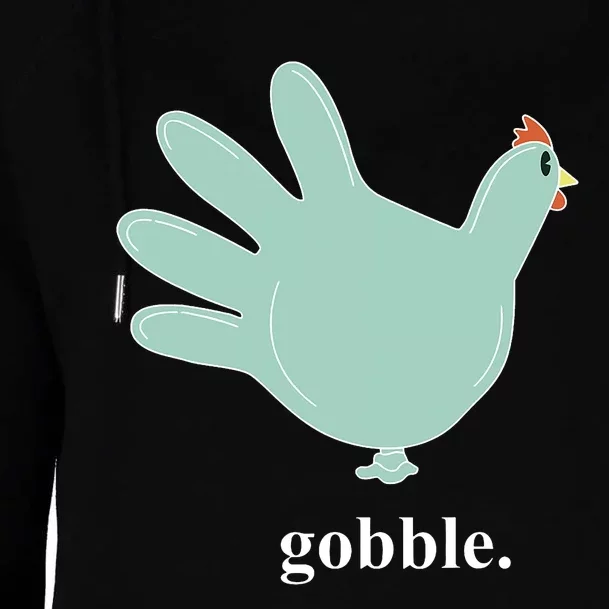 Turkey Glove Gobble Thanksgiving Thankful Nurse Womens Funnel Neck Pullover Hood