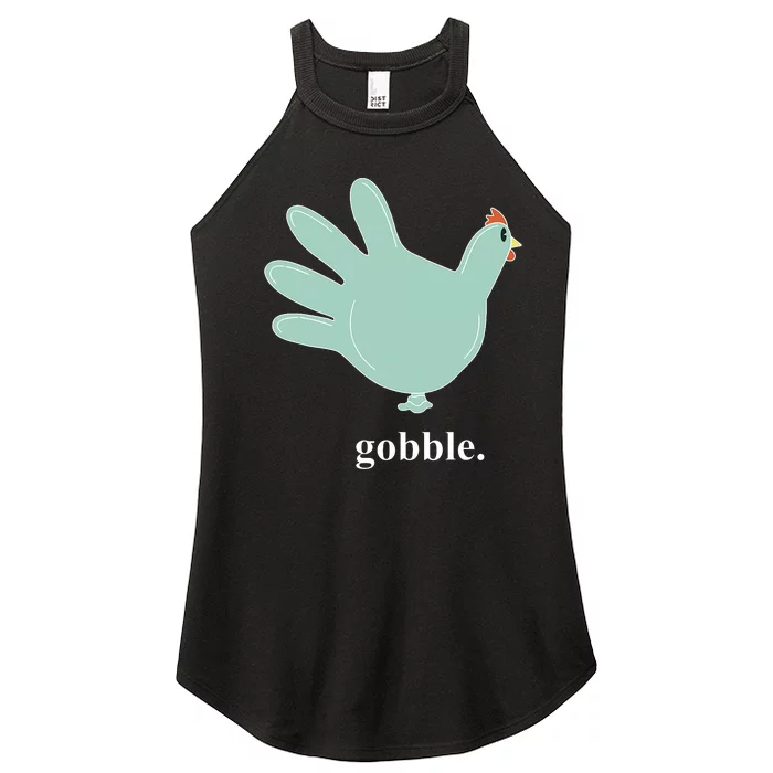 Turkey Glove Gobble Thanksgiving Thankful Nurse Women’s Perfect Tri Rocker Tank