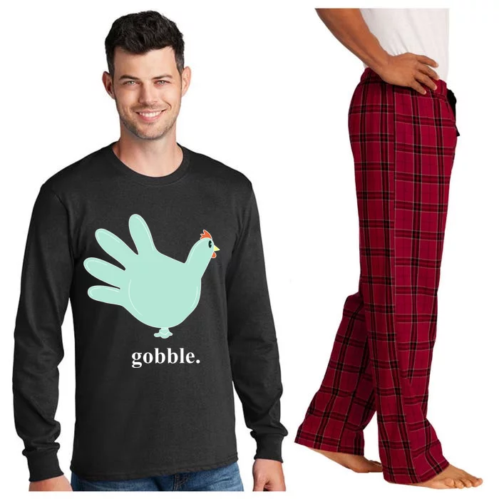 Turkey Glove Gobble Thanksgiving Thankful Nurse Long Sleeve Pajama Set