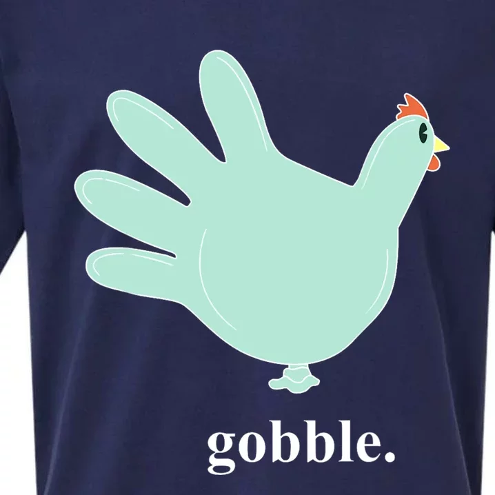 Turkey Glove Gobble Thanksgiving Thankful Nurse Sueded Cloud Jersey T-Shirt