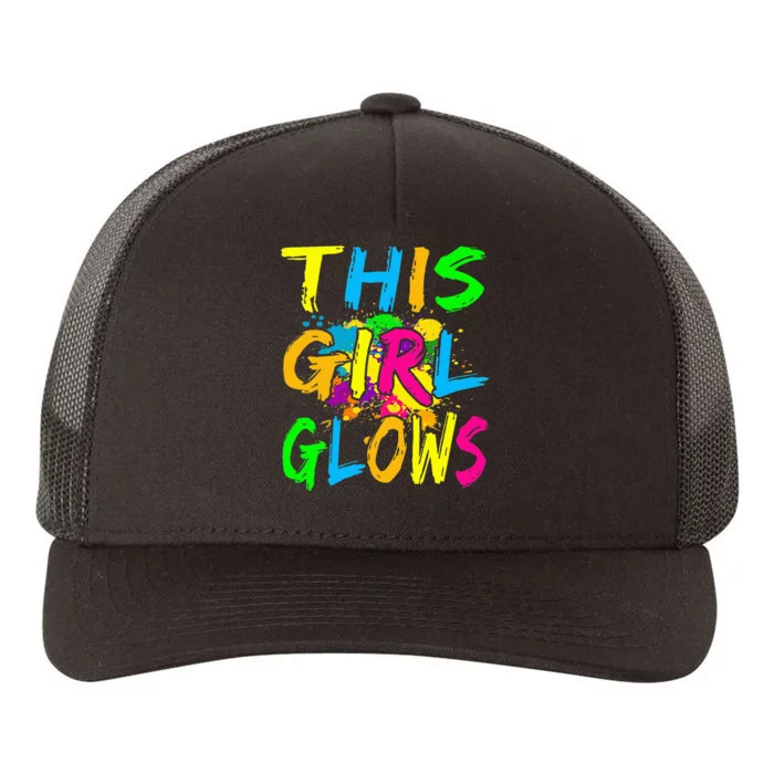 This Girl Glows Retro 80s Party Yupoong Adult 5-Panel Trucker Hat