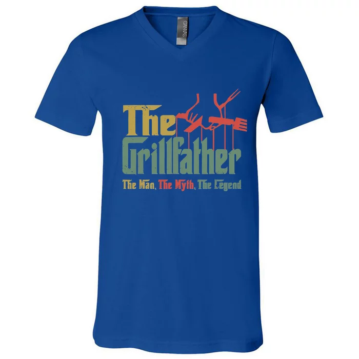 The Grillfather Grill Fathers Meaningful Gift V-Neck T-Shirt