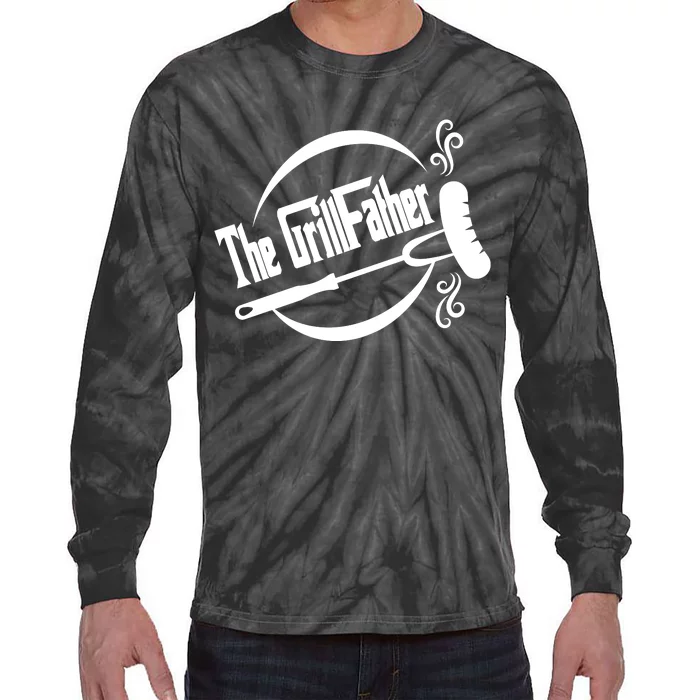 The Grillfather Godfather Fathers Day Tie-Dye Long Sleeve Shirt