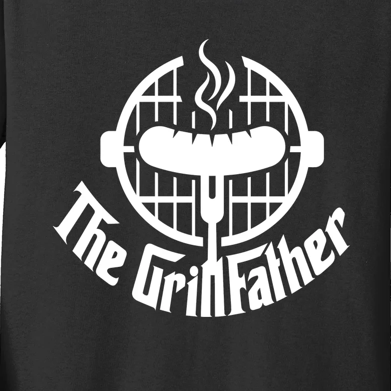 The Grillfather Godfather Fathers Day Kids Long Sleeve Shirt