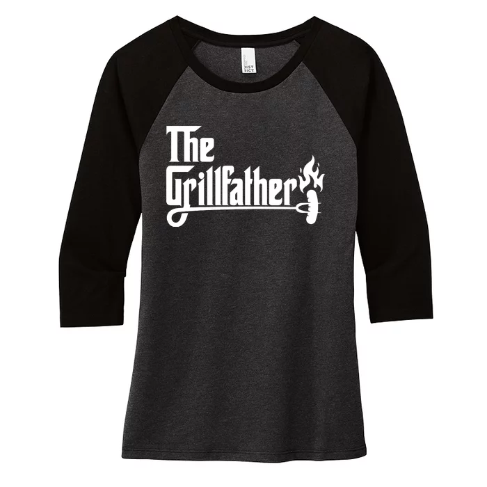 The Grillfather Godfather Fathers Day Women's Tri-Blend 3/4-Sleeve Raglan Shirt