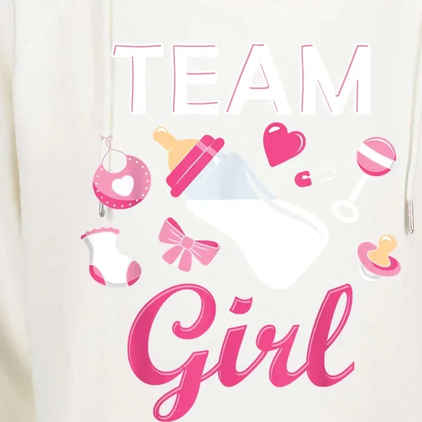 Team Girl Gender Reveal Party Team Pink Baby Announcement Womens Funnel Neck Pullover Hood