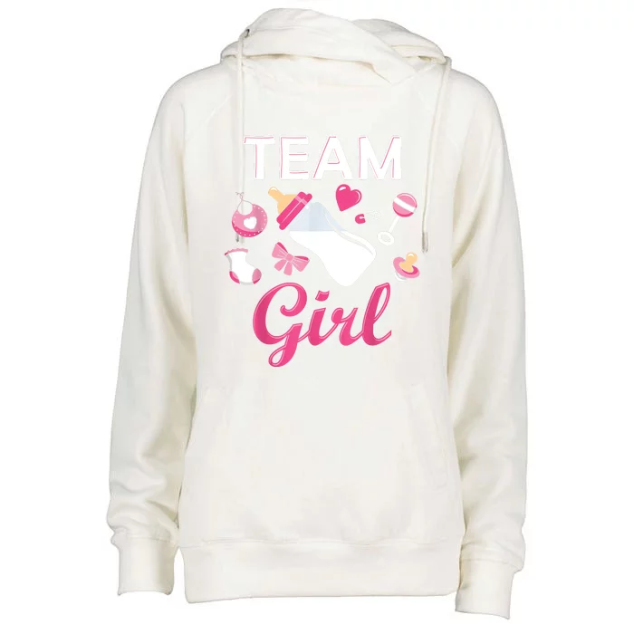 Team Girl Gender Reveal Party Team Pink Baby Announcement Womens Funnel Neck Pullover Hood