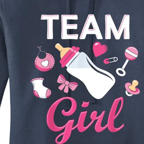 Team Girl Gender Reveal Party Team Pink Baby Announcement Women's Pullover Hoodie