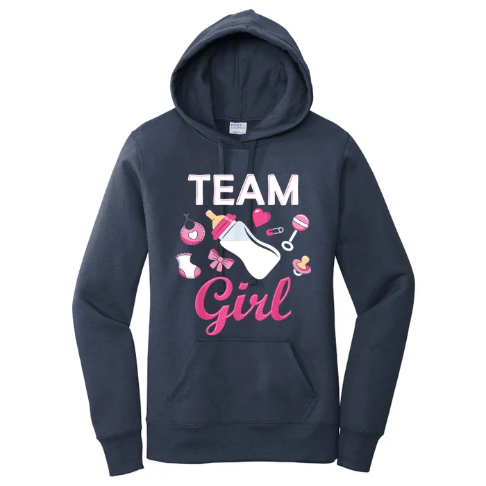 Team Girl Gender Reveal Party Team Pink Baby Announcement Women's Pullover Hoodie