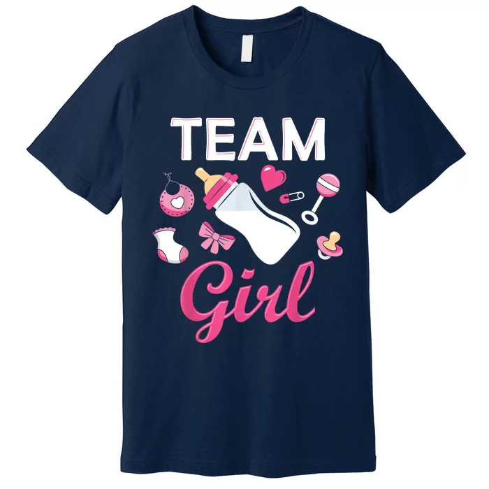 Team Girl Gender Reveal Party Team Pink Baby Announcement Premium T-Shirt