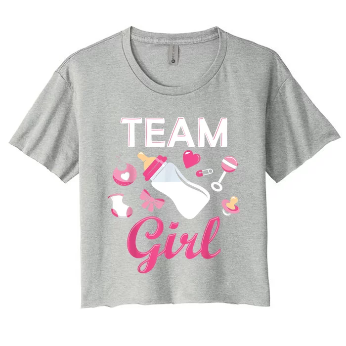 Team Girl Gender Reveal Party Team Pink Baby Announcement Women's Crop Top Tee