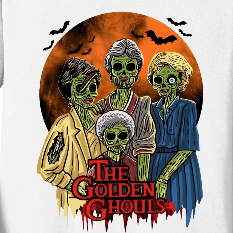 The Golden Ghoulds Hallloween Zombie Scary Spooky Vibes Kids Long Sleeve Shirt